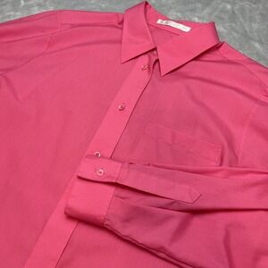 Foxcroft Wrinkle Free Shirt Blouse Womens 14P Hot Pink Long Sleeve No Iron